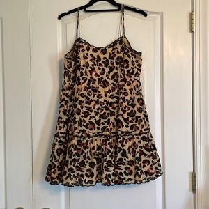 Urban Outfitters Babydoll Tiered Animal Print Dress with Adjustable Straps